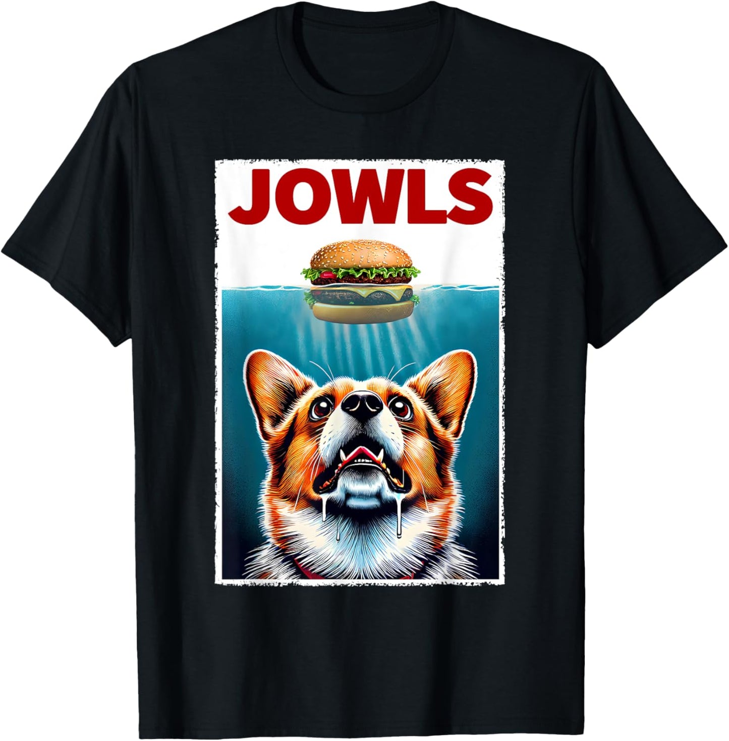 Funny Corgi and Hamburger Parody Jowls Dog Lover T-Shirt