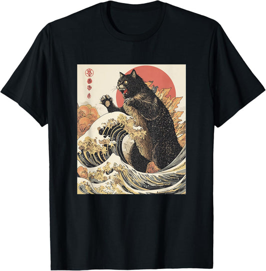 Catzilla Cat Japanese Art Funny Cat For Men Women Kid T-Shirt