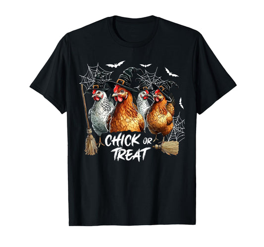 Horror Chickens Ghost Witchy Chick Or Treat Halloween T-Shirt