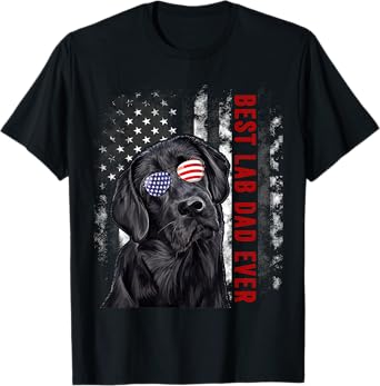 Best Lab Dad Ever Labrador Dog American Flag Fathers Day T-Shirt