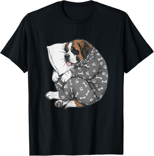 Funny Sleepy Saint Bernard Pajama Men Women Kids T-Shirt