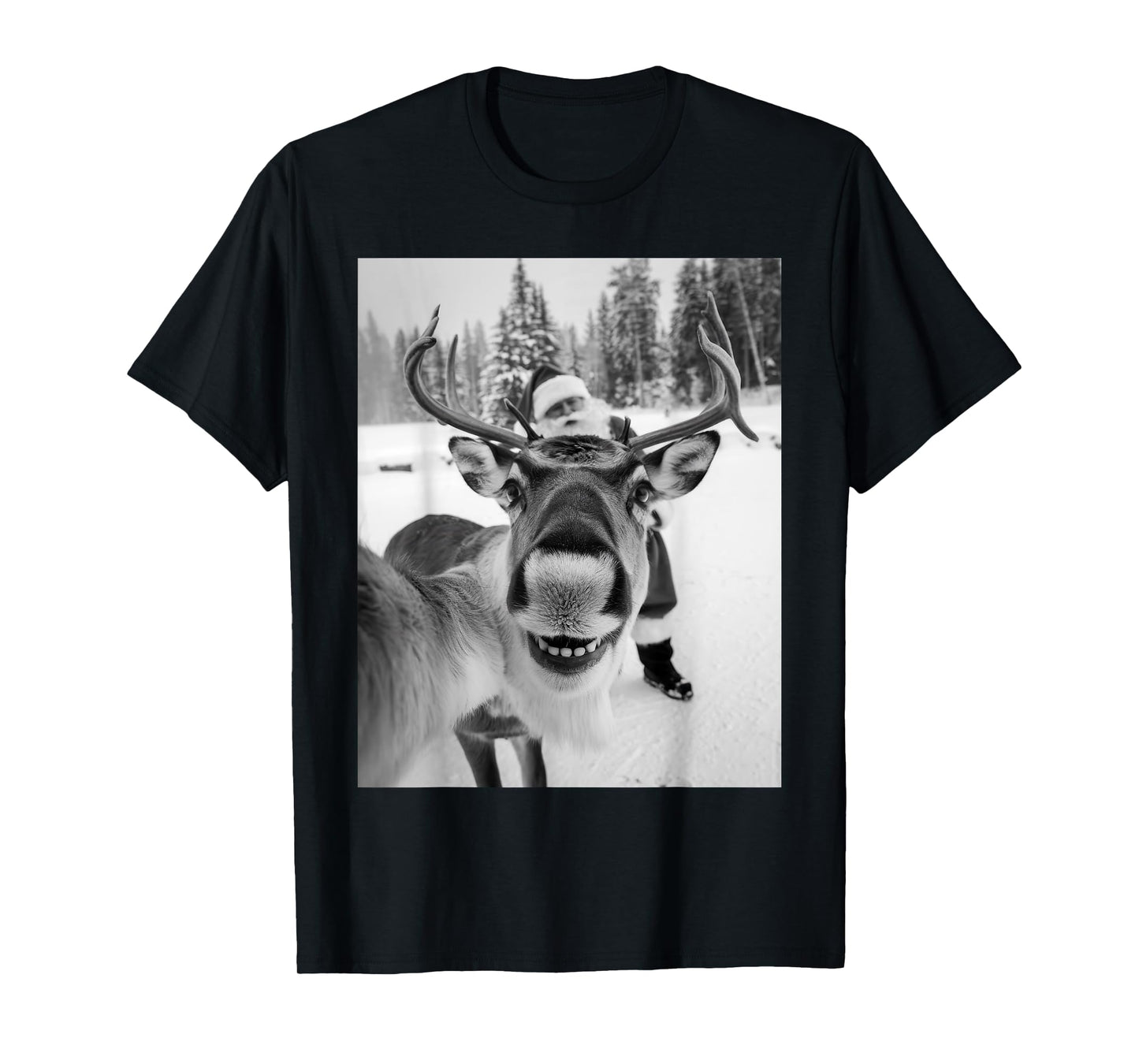 Reindeer Selfie Christmas Party Selfie Funny Reindeer Xmas T-Shirt