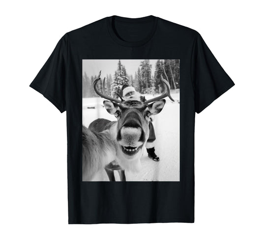 Reindeer Selfie Christmas Party Selfie Funny Reindeer Xmas T-Shirt