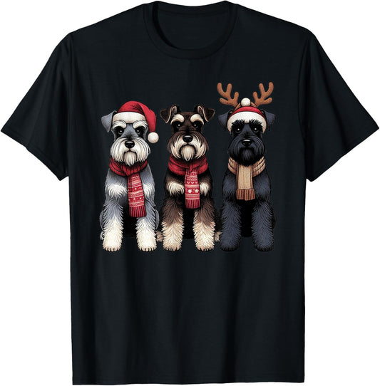 Santa Reindeer Schnauzer Christmas Dachshund Lover Pajama T-Shirt