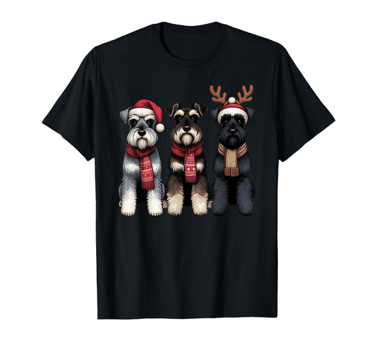 Santa Reindeer Schnauzer Christmas Dachshund Lover Pajama T-Shirt