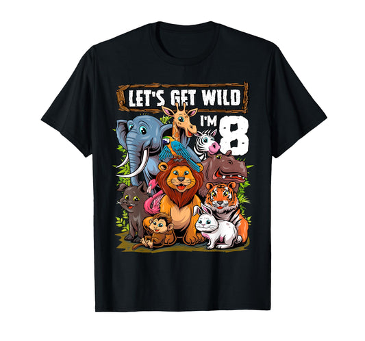 8 Year Old Zoo Birthday Safari Jungle Animals 8th Birthday T-Shirt