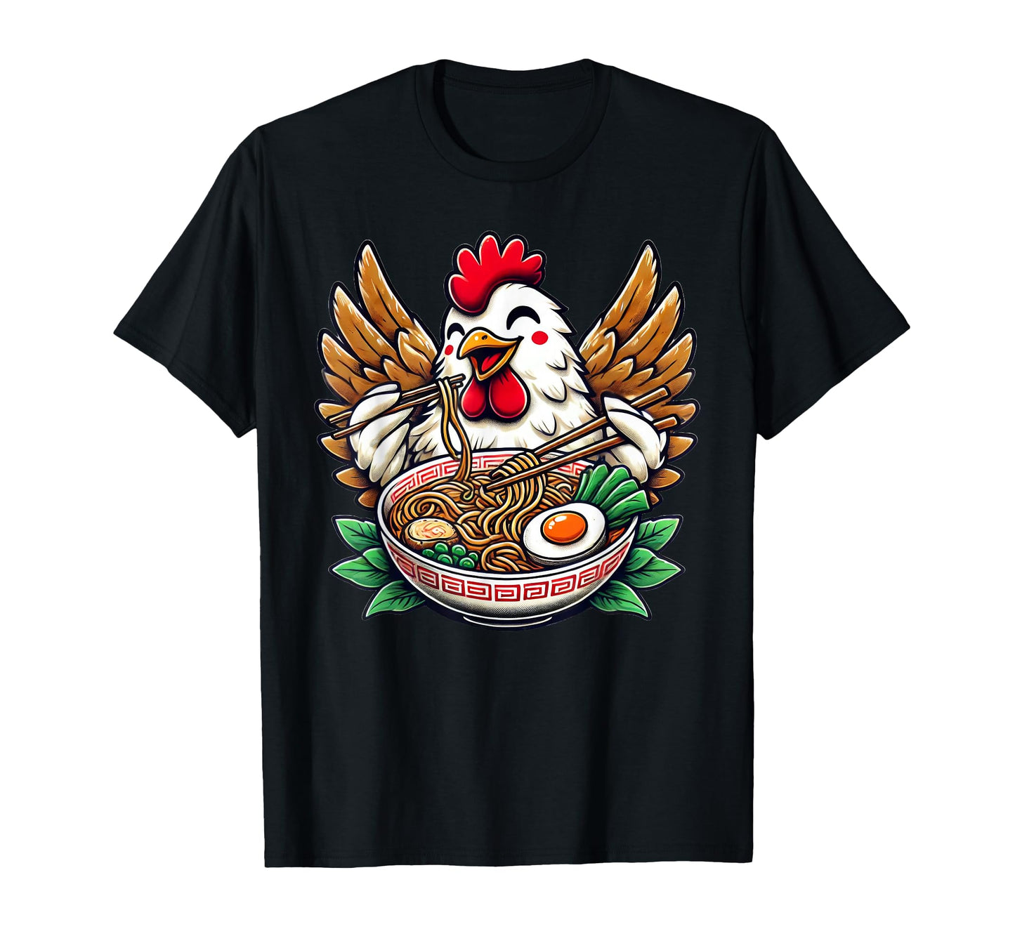 Kawaii Chicken Eating Ramen Noodles T-Shirt