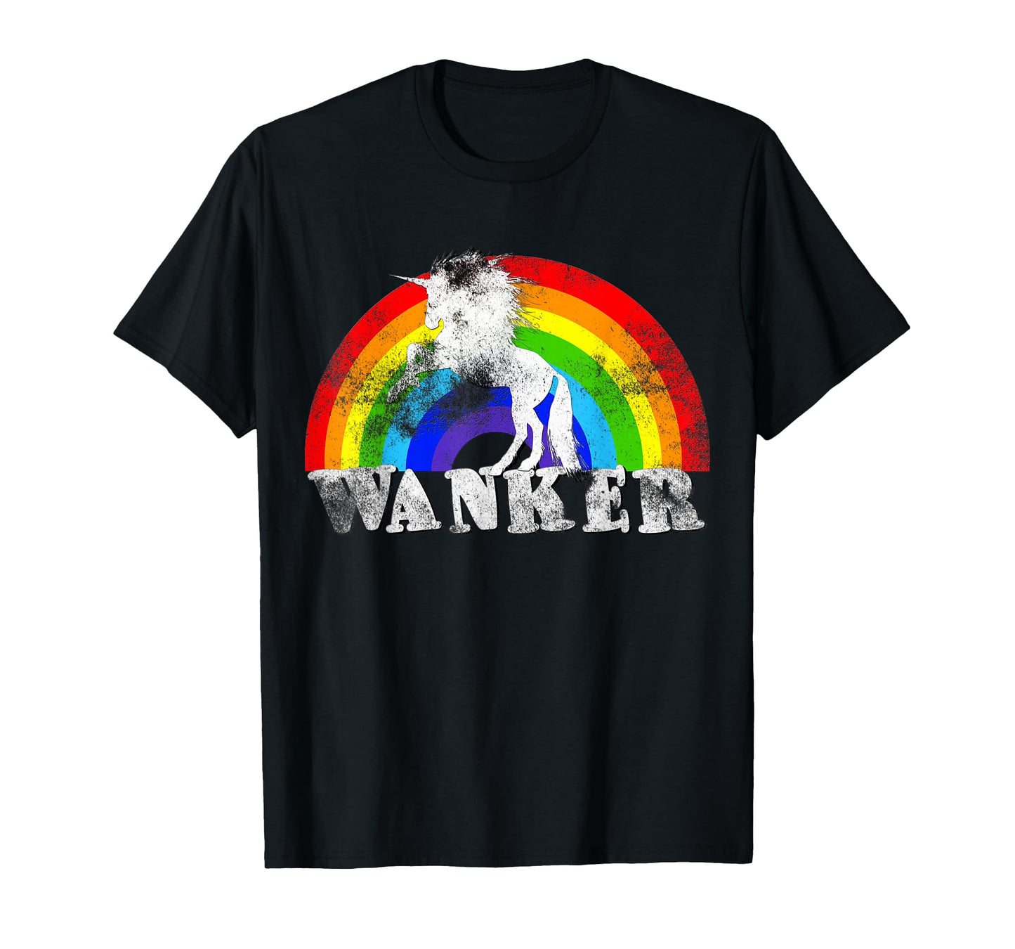 Unicorn Wanker T Shirt - Funny Rainbow T-shirt Tee T-Shirt