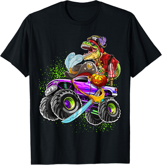 Monster Truck Dinosaur Pirate Halloween Trick-Or-Treat Boys T-Shirt