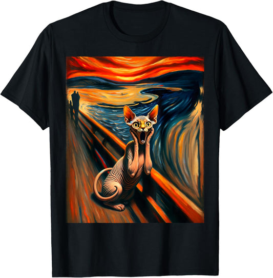 Expressionist Artsy Sphynx Cat | Artistic Sphynx Cat T-Shirt