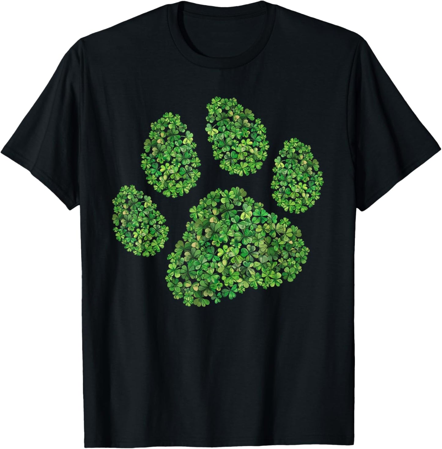 St Patrick's Day Paw Print Dog Owners Shamrock Dog Clovers T-Shirt