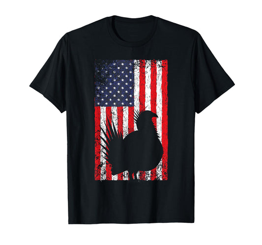 Sage Grouse American Flag Vintage Western Bird Country T-Shirt