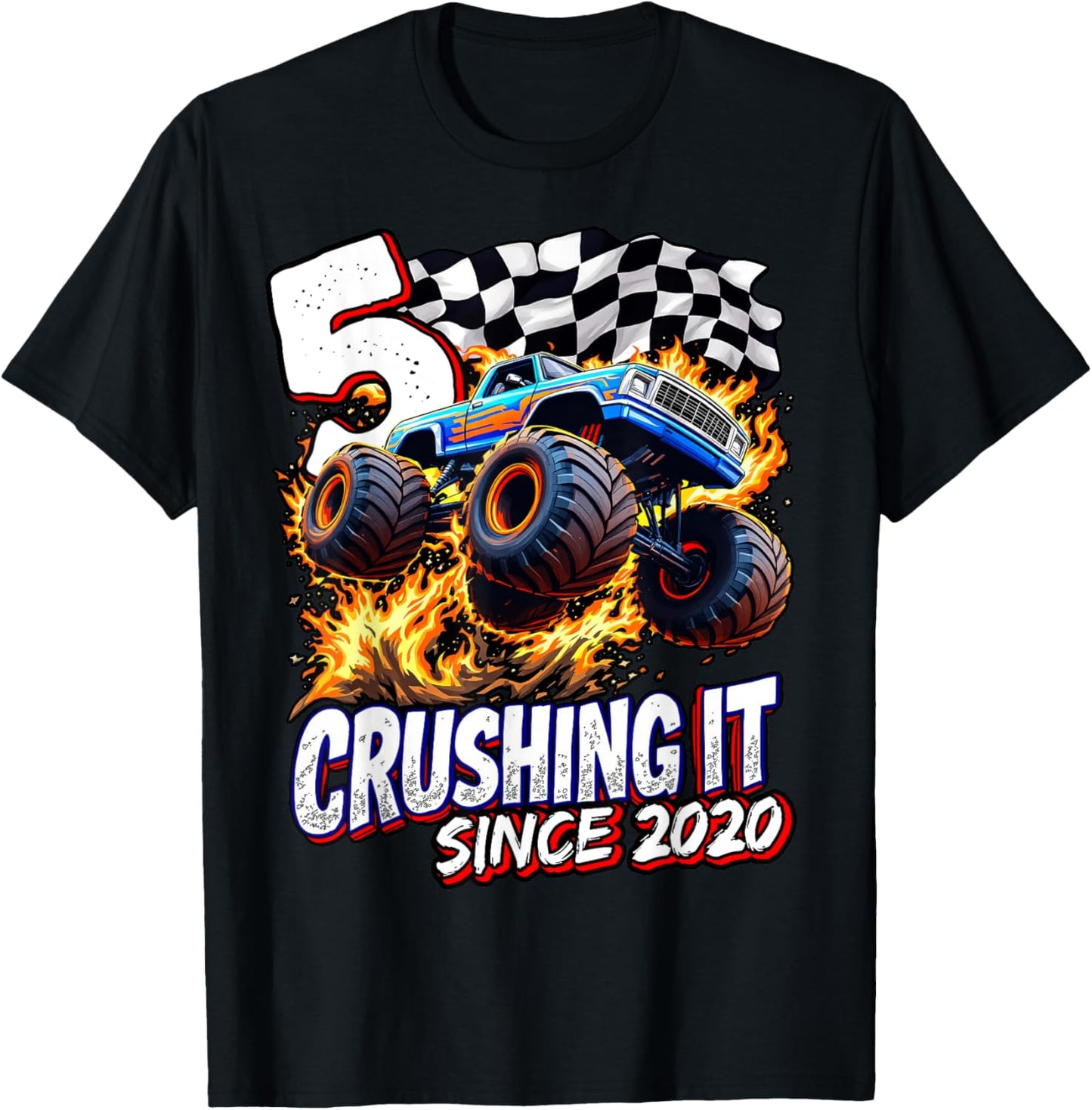Birthday Monster Truck 5 year Old Boys 5th Party Born 2020 T-Shirt