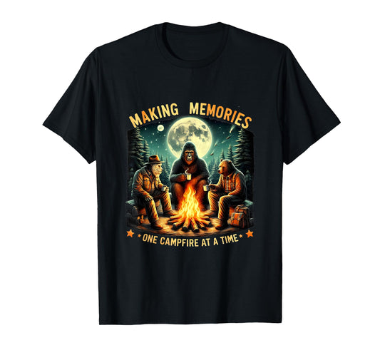 Retro Making Memories One Campfire At A Time Bigfoot Camping T-Shirt