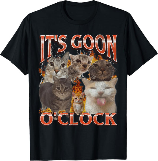 Gooning O'clock Funny Cat Meme Bootleg Graphic T-Shirt