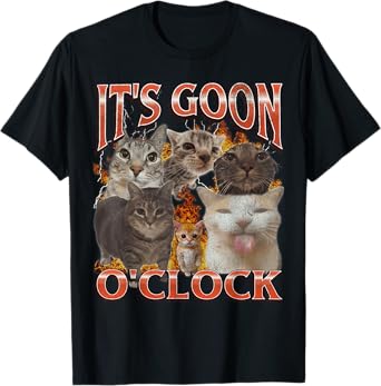 Gooning O'clock Funny Cat Meme Bootleg Graphic T-Shirt