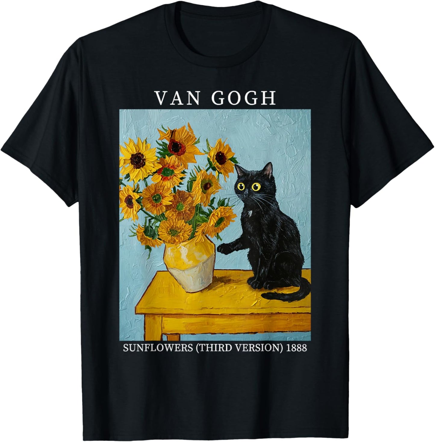 Funny Van Gogh Sunflowers Cat Meme Van Gogh Art T-Shirt