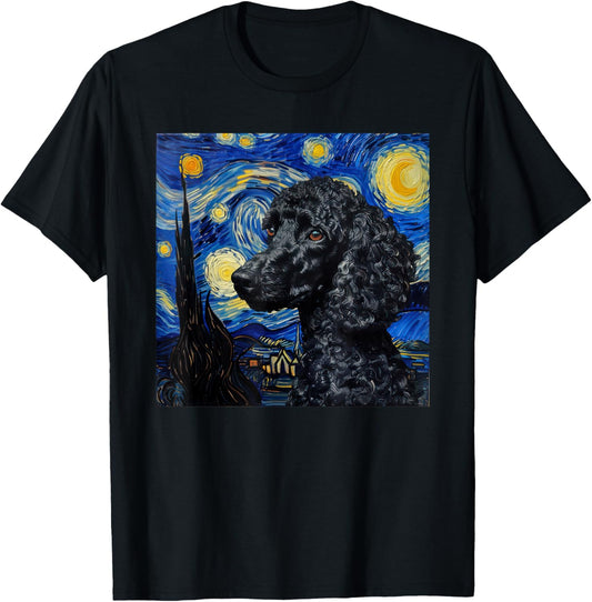 Poodle Dog Van Gogh Style Starry Night T-Shirt