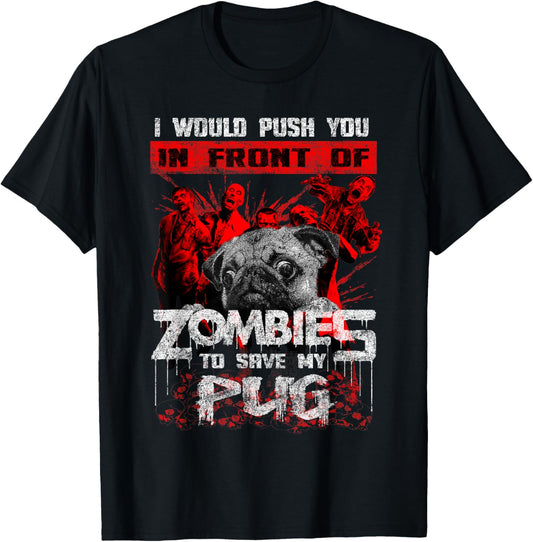 Cute Pugs Halloween T-Shirt Funny Pug Zombie Gift Shirt T-Shirt
