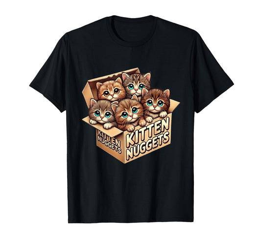 Kitten Nuggets Food Pun Cat Lover Gifts Chicken Nuggets Tea Men Women Kids T-Shirt