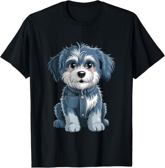 Dog Pattern Denim Patchwork Art Denim Patch Animal Dog T-Shirt