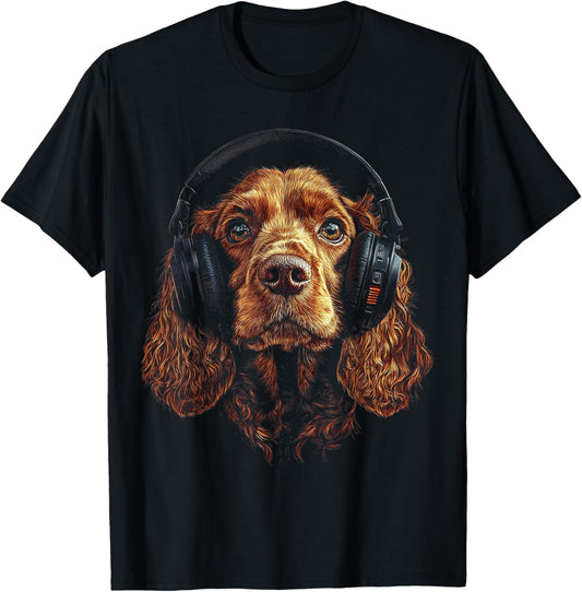 Sussex Spaniel Dog Pet Music Headphone Sussex Spaniel T-Shirt