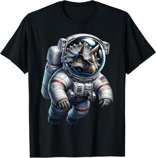 Triceratops Space Suit Floating Cute Animal Dinosaur Funny T-Shirt