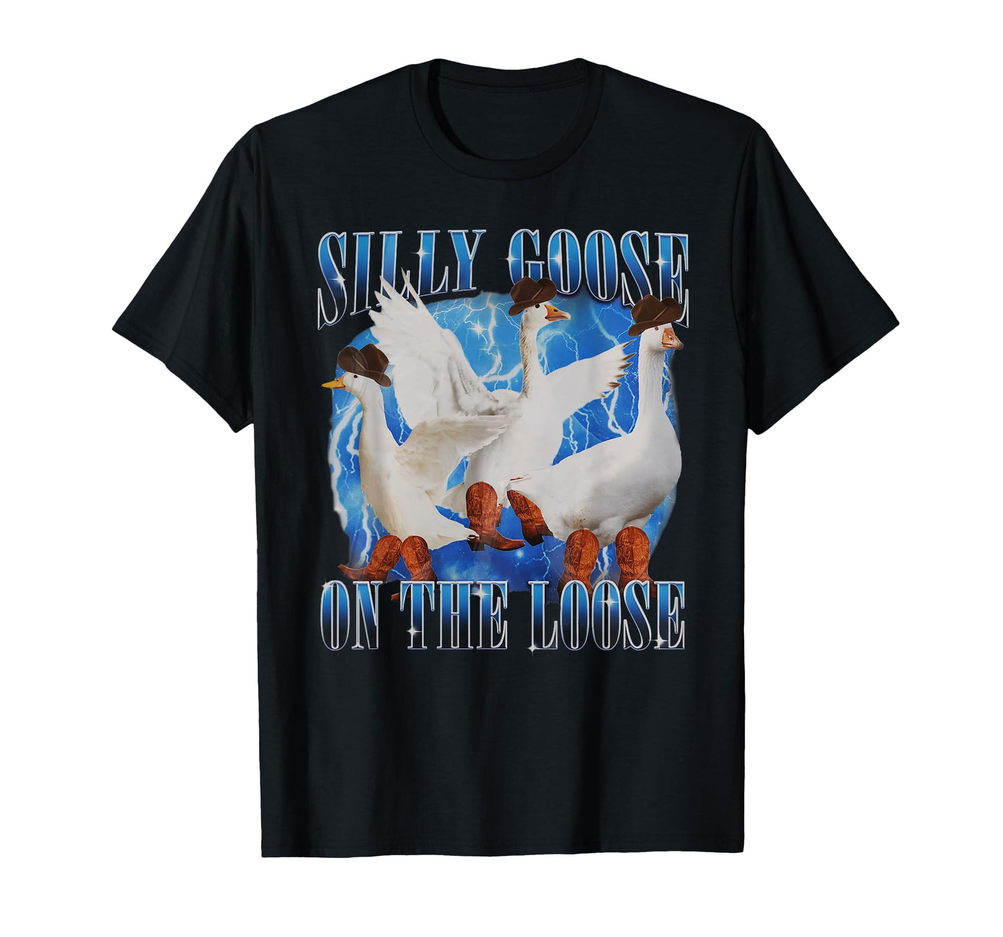 Western Goose Cowboy Silly Goose On The Loose Funny Men T-Shirt