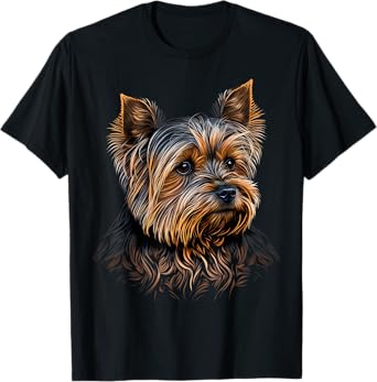 Cute Yorkshire Terrier Dog on Yorkshire Terrier Lover T-Shirt for Men Women Kids
