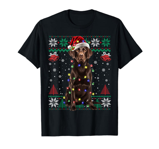 Chocolate Lab Christmas Santa Hat Dog Ugly Sweater Men Women Kids T-Shirt