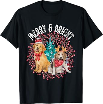 Christmas Beagle and Golden Retriever T-Shirt