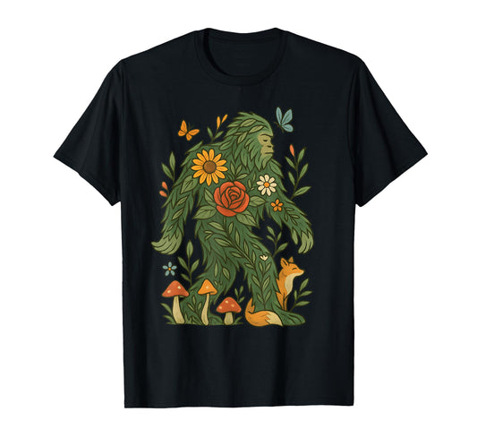 Floral Bigfoot Cottagecore Botanical Nature Lover Fairycore T-Shirt