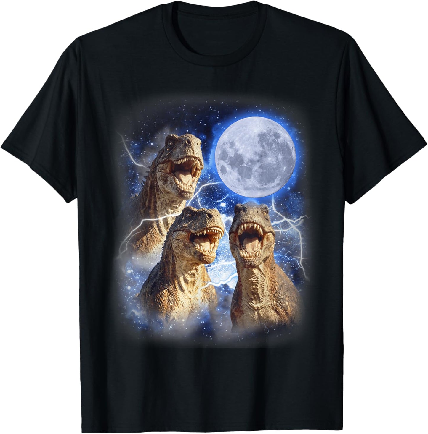 3 Tyrannosaurus Moon Howling Prehistoric Funny Dinosaurs T-Shirt