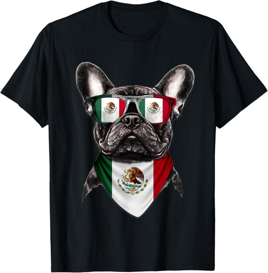Mexican Flag American French Bulldog Heritage Mexico T-Shirt