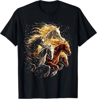 galloping horses horse riding on horseback girl T-Shirt