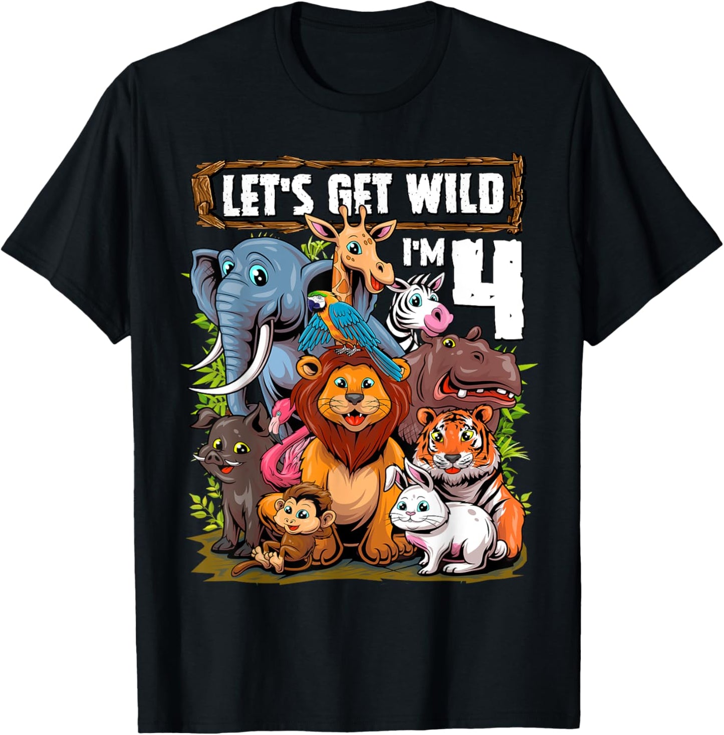 4 Year Old Zoo Birthday Safari Jungle Animals 4th Birthday T-Shirt