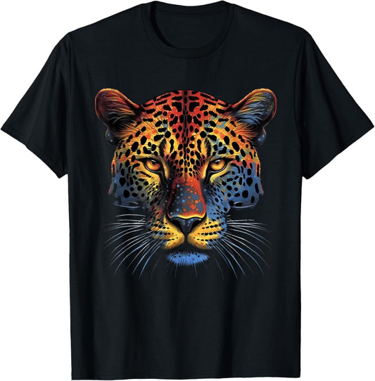 Fearless Jaguar Face Big Cat Lover Print Art Graphic Design T-Shirt