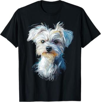 Maltese Dog Motif Pet Art Maltese T-Shirt