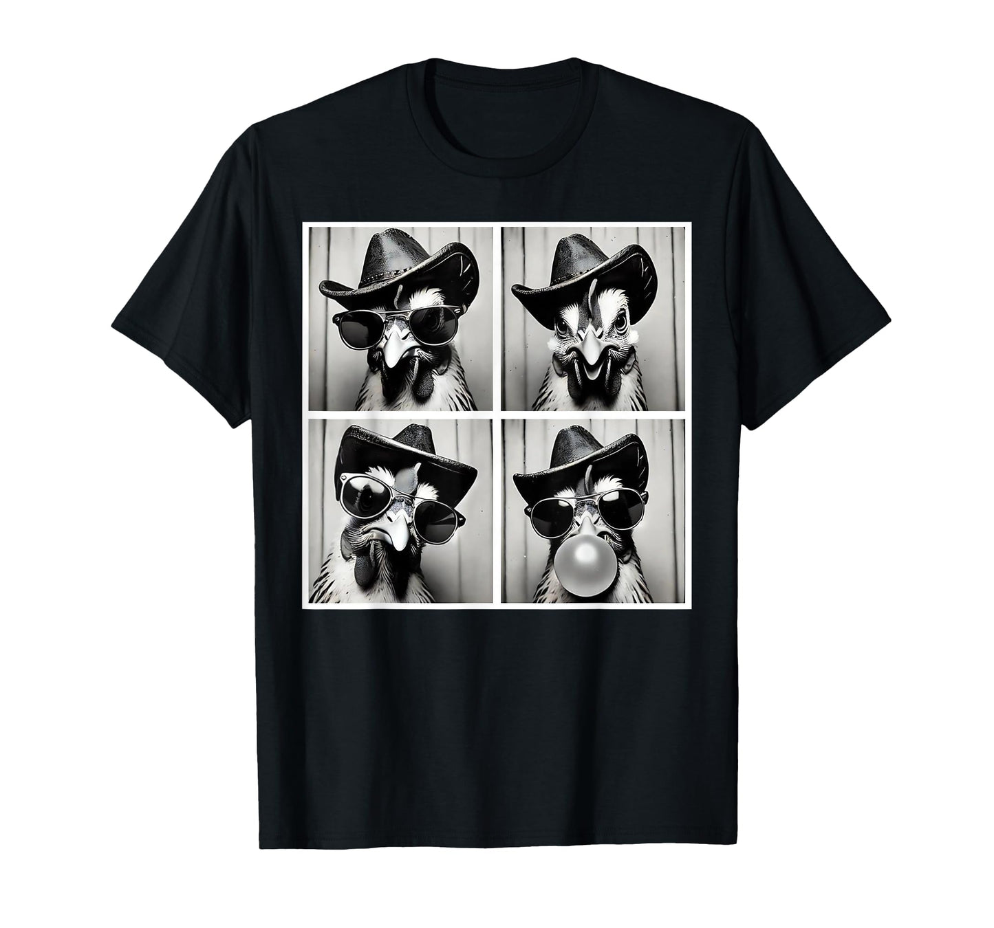 Cowboy Rooster Wearing Sunglasses Photobooth Selfie Western T-Shirt