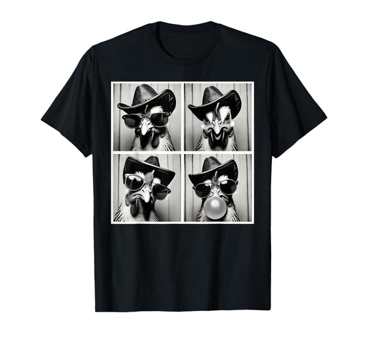 Cowboy Rooster Wearing Sunglasses Photobooth Selfie Western T-Shirt