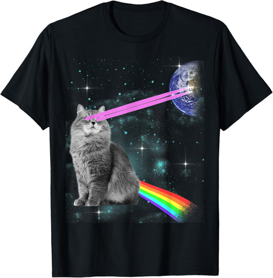 Laser Eyes Space Cat T-Shirt T-Shirt
