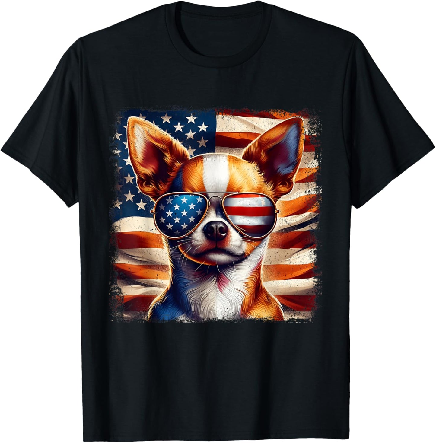 4th of July Chihuahua USA American Flag Patriotic T-Shirt