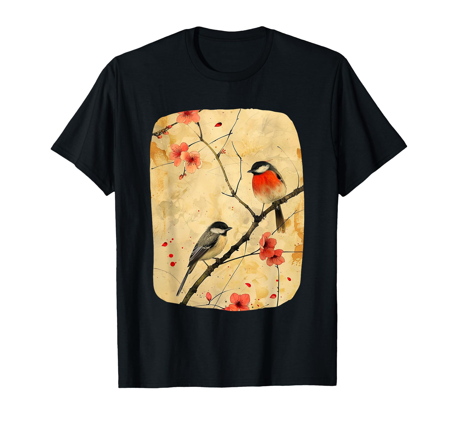 Japanese Art Birds On Cherry Blossom, Japanese T-Shirt