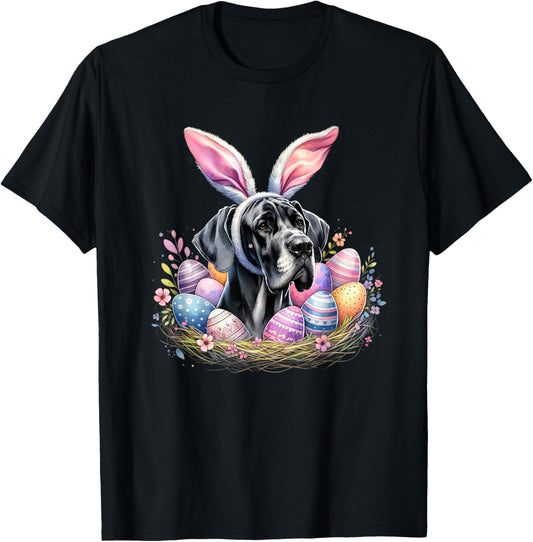 Great Dane Dog Bunny Ears Easter Day T-Shirt
