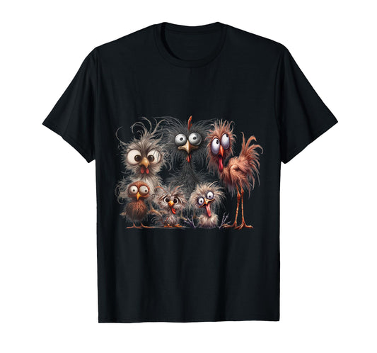 Funny Chicken Lovers - Crazy Chicken Family Matching Eagerly Funny Chicken Art T-Shirt - Unisex, Black, Small, Short Sleeve, T-Shirt
