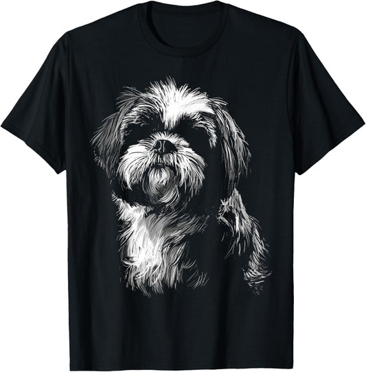 Dog Lover Cute Drawing Animal Pet Art Graphic Shih Tzu T-Shirt