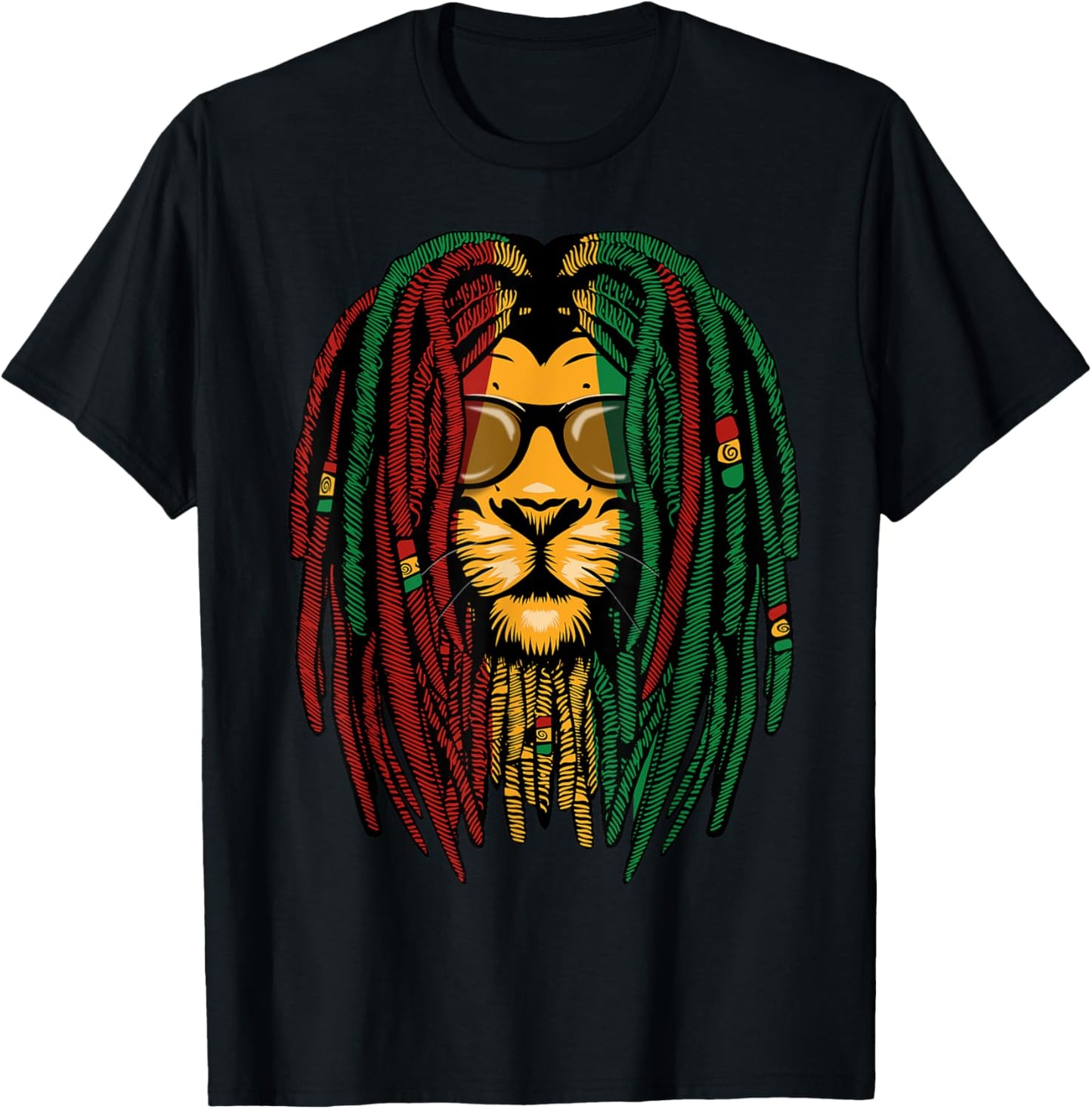 Reggae Lion Dreadlocks Wild Cat Rasta Africa Rastafarian T-Shirt