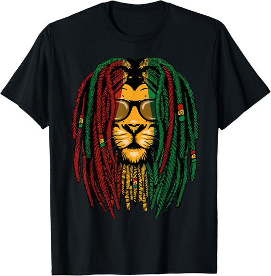 Reggae Lion Dreadlocks Wild Cat Rasta Africa Rastafarian T-Shirt
