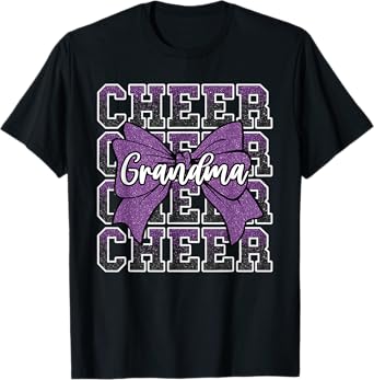 Cheer Grandma Bow Sport Cheerleader Cheerleading Purple T-Shirt