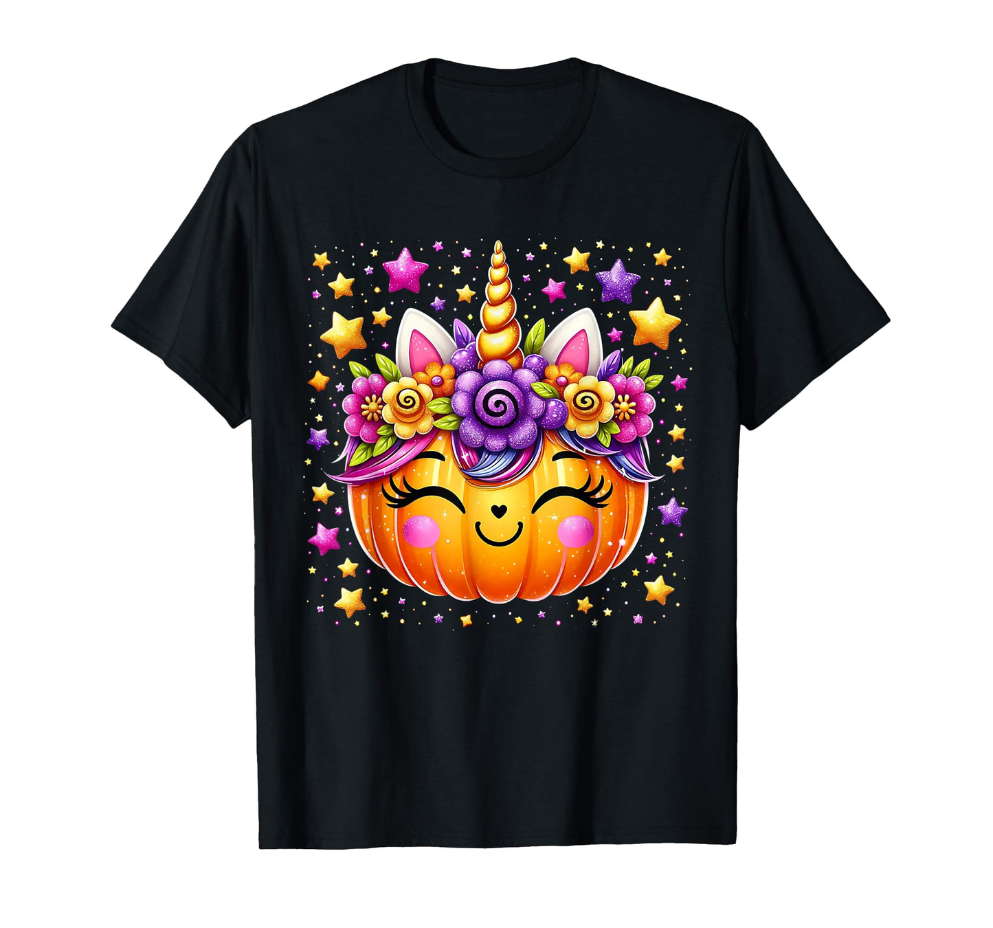 Cute Unicorn Pumpkin Girls Kids Funny Halloween T-Shirt
